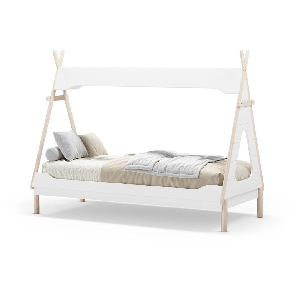 Letto a tenda singolo Nora bianco e pino 205,6x104,1x162,4 – Un rifugio da sogno per grandi avventure