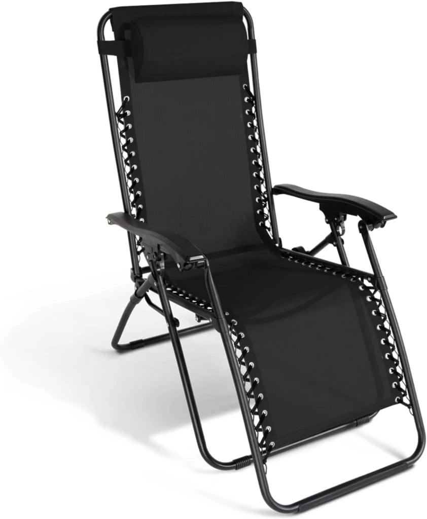 Set di 2 sedie da Giardino reclinabili Relax, Alto Comfort, Nero