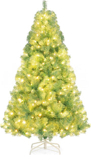 Albero di Natale 180 cm, Albero di Natale Preilluminato con 688 Rami Folti, 250 Luci LED Bianco Caldo, 8 Modalità e Base, Decorazione Natalizia per Casa e Ufficio (Verde, 180 cm)