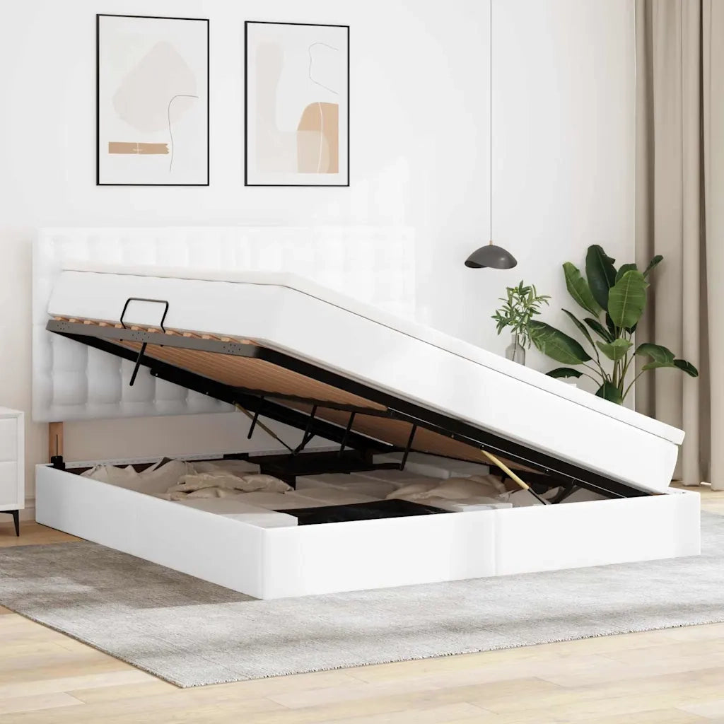 Letto con contenitore e LED con led Bianco Puro 180 x 200 cm