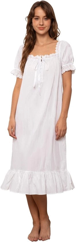 Pyjama con stoffa di cotone ad alta respirazione - Manica corta/ lunga - Stile principessa - Cinturino con rucheggio - Pantalone confortevole - Stile da giardino dolce