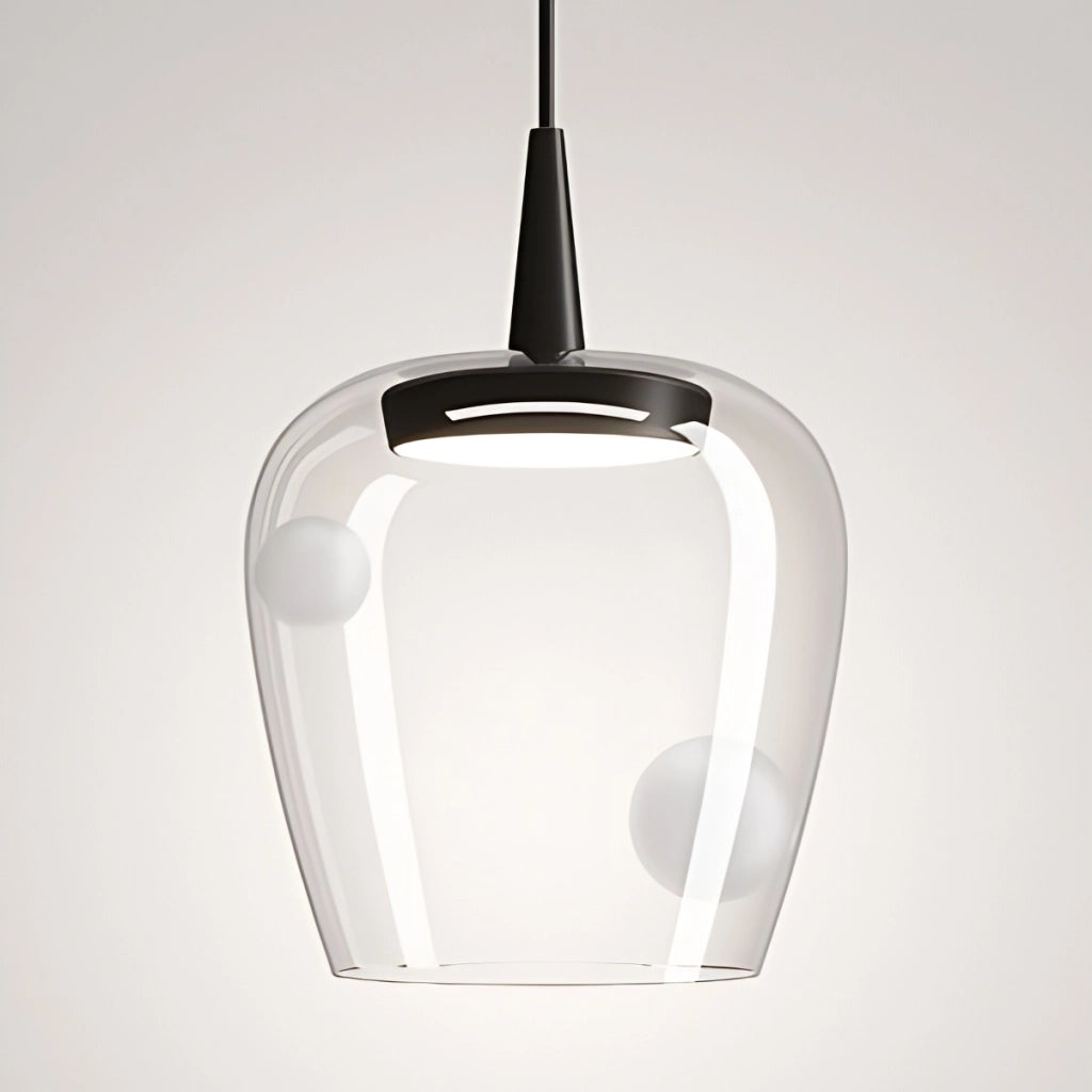 Zafferano Lampada a sospensione Bilia 27cm LED TRIAC 8W 2700K Vetro borosilicato soffiato a bocca Nero Sabbiato finitura di alta qualità design