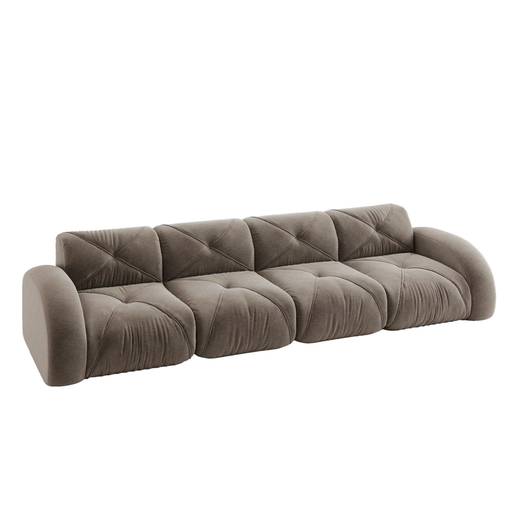 Divano modulare 4 posti senza telaio 358x95x76 cm in chenille taupe