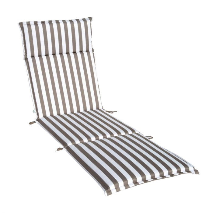 Cuscino da esterno per lettino prendisole, 196x58 cm con volant - Cuscino Da Esterno Per Lettino Prendisole, 196x58 Cm Con Volant Righe&righe (righe Bianche/verdi) Colore: Ecru