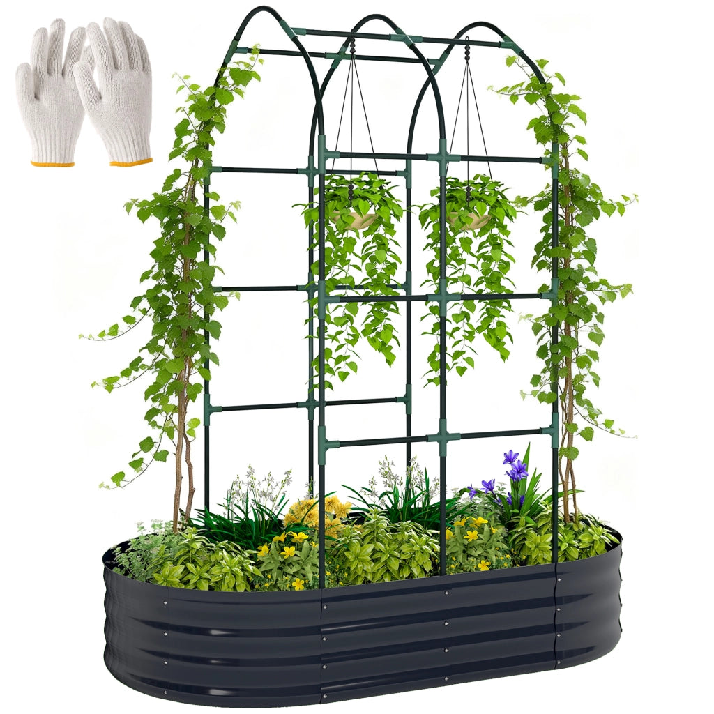 Fioriera con griglia arcuata ¨C Zephmum ¨C Grigio scuro 160x90x180 cm