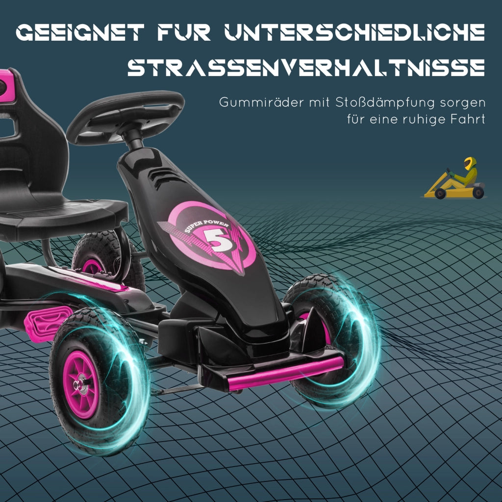 Go-Kart per Bambini con Pedali ¨C zephmum ¨C Rosa e Nero 121x58x61 cm