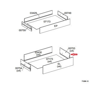 R LATERALE CASSETTO 00753 X KIT CASSETTIERA 5C NOVA 77X40X107 BIANCA- 1,0 pz