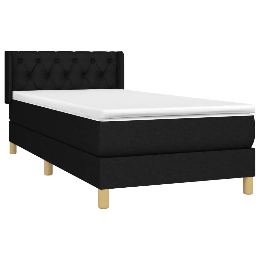 Giroletto a Molle con Materasso-Struttura Letto Nero 80x200 cm inTessuto 109152