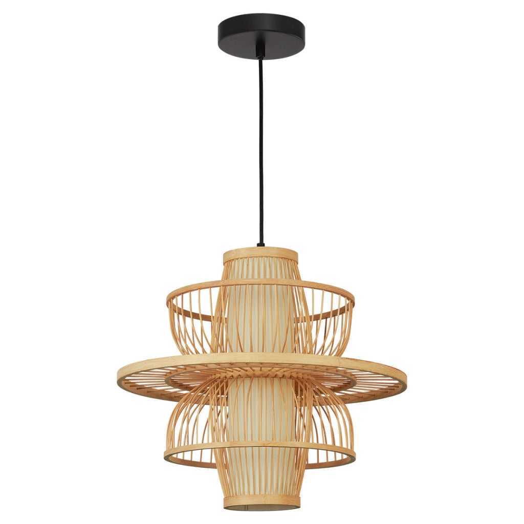Lampada a sospensione rattan naturale nero E27 Astra