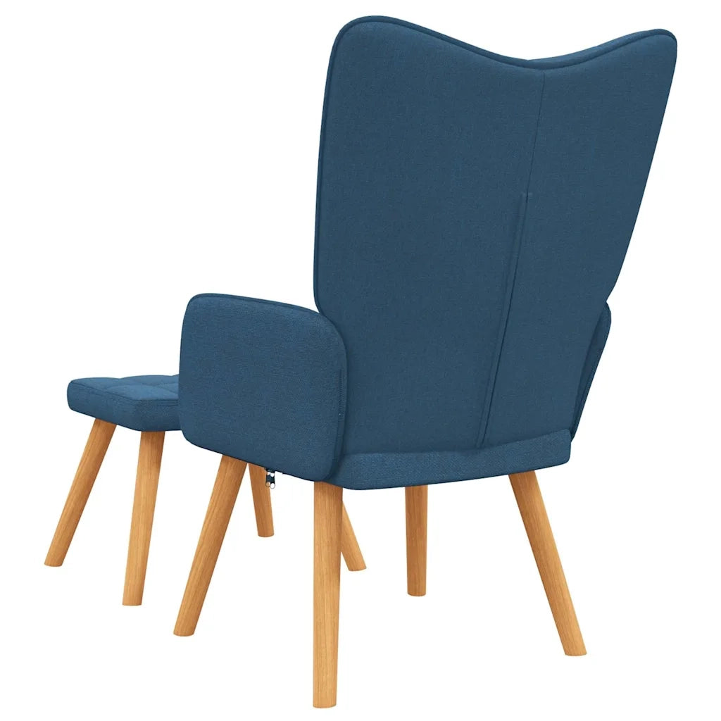 Divano Sedia-Poltrona Relax con Poggiapiedi Blu in Tessuto 638042