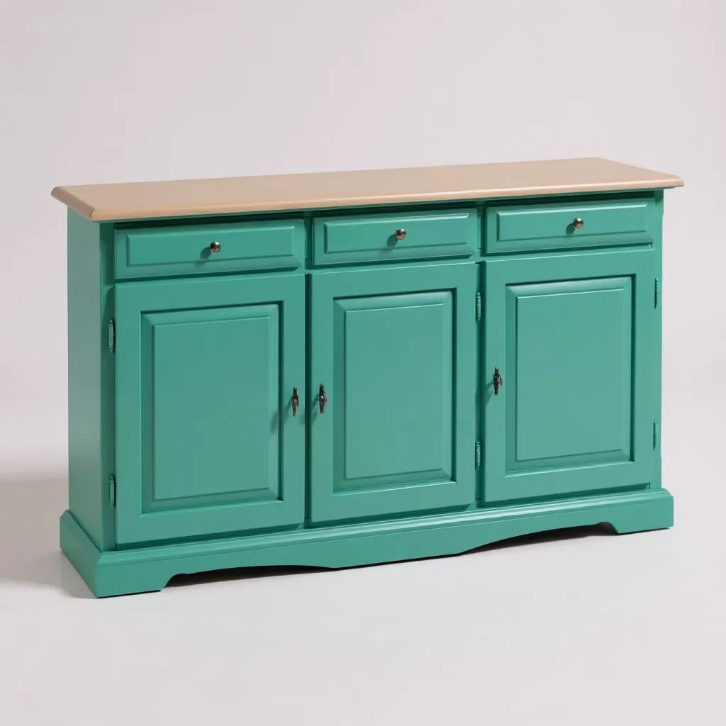 Madia credenza in legno laccato pennellato verde l.156 p.42 h.85 - Mobili 2G