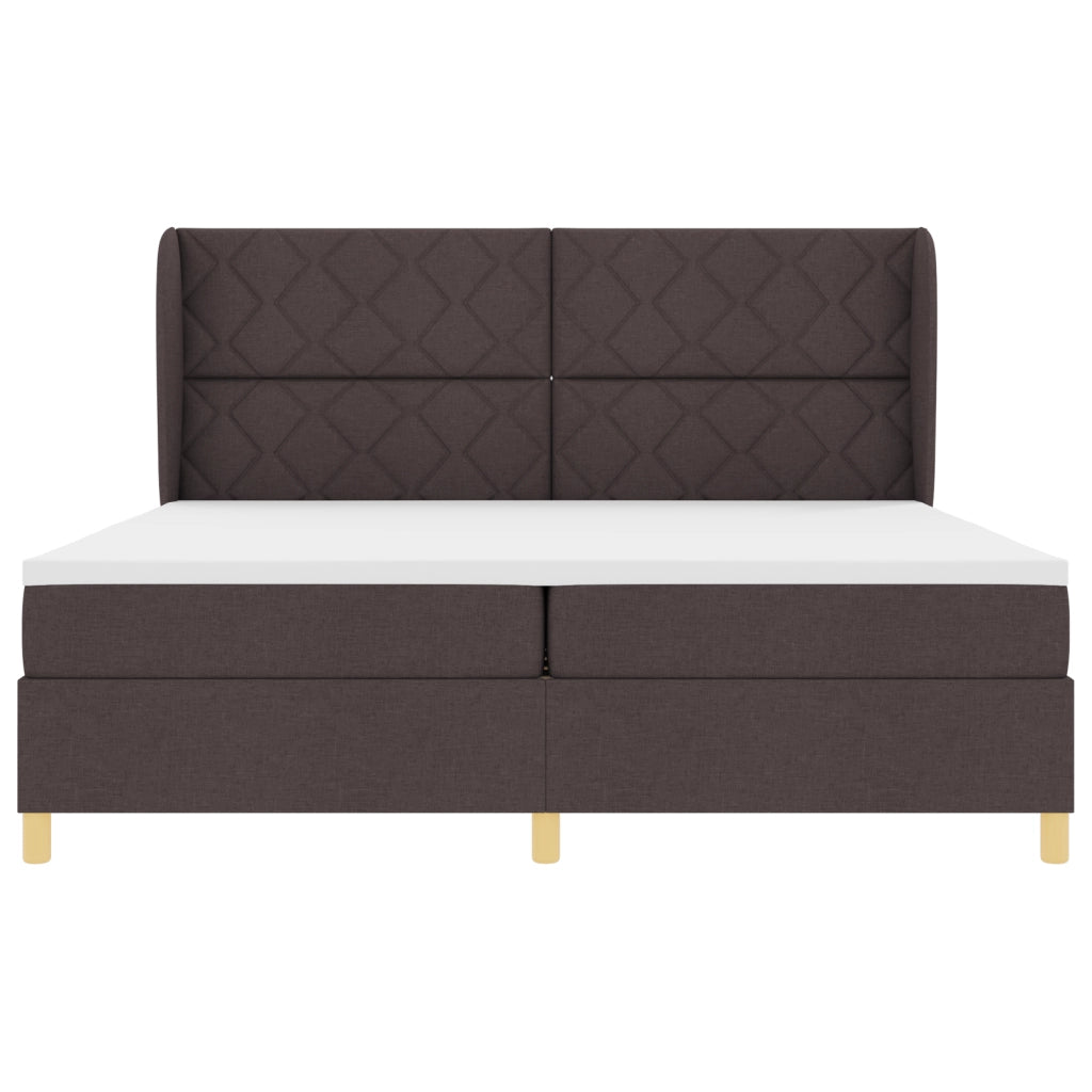 Letto Box Spring con Materasso Marrone Scuro 200x200 cm Tessuto