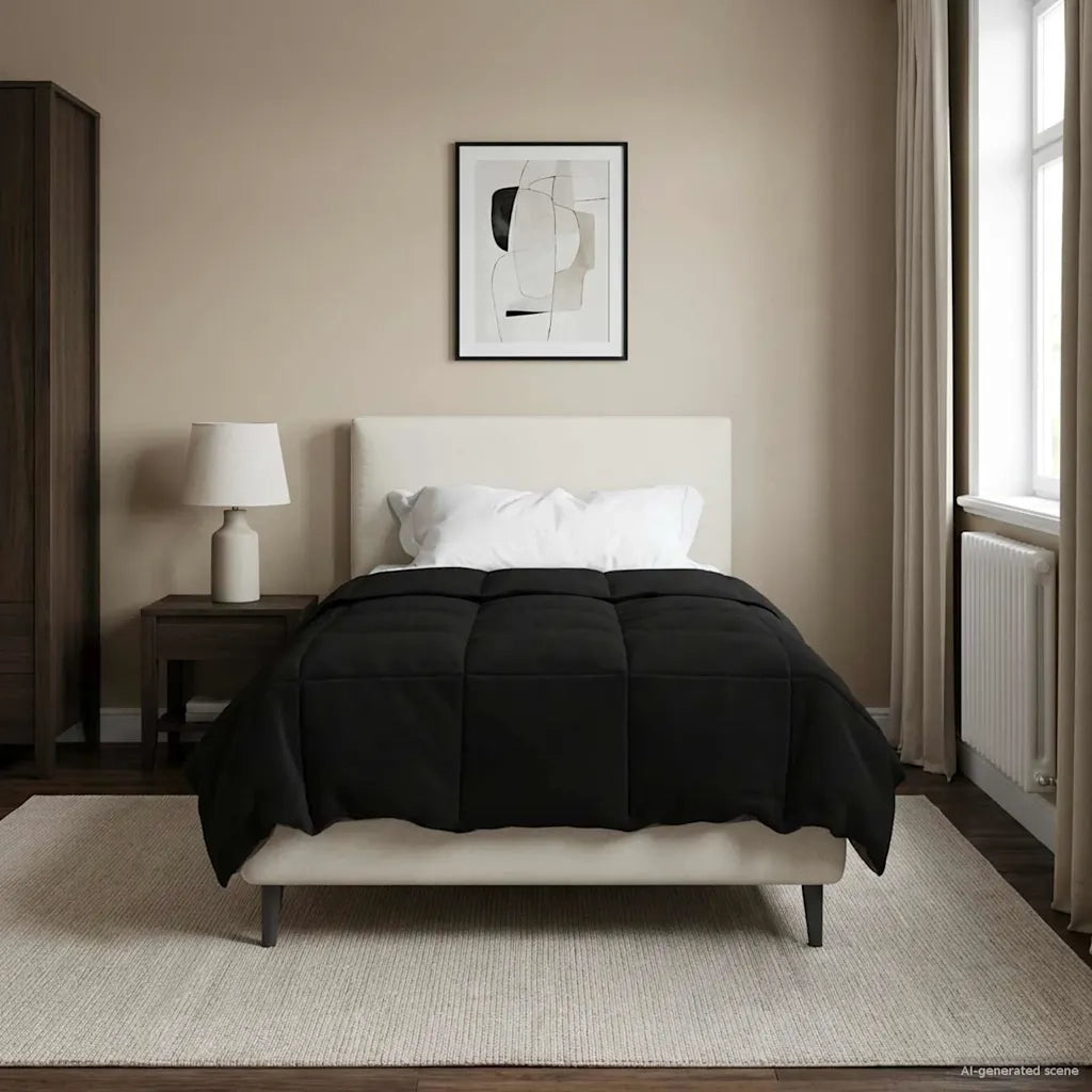 Piumone | Duvet Estivo Trapuntato Nero 135 x 200 cm Microfibra