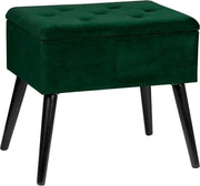 Sedile con spazio di stoccaggio - divano decorativo - tessuto lussuoso - robusto e elegante - supporto per gambe - verde scuro - 50x35x45 cm