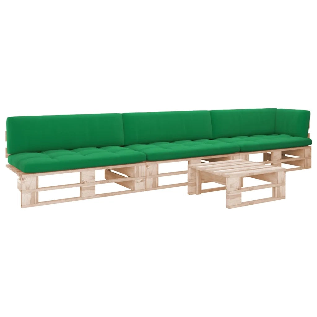 Set Divani su Pallet 4 pz e Cuscini in Legno di Pino Impregnato cod mxl 56326