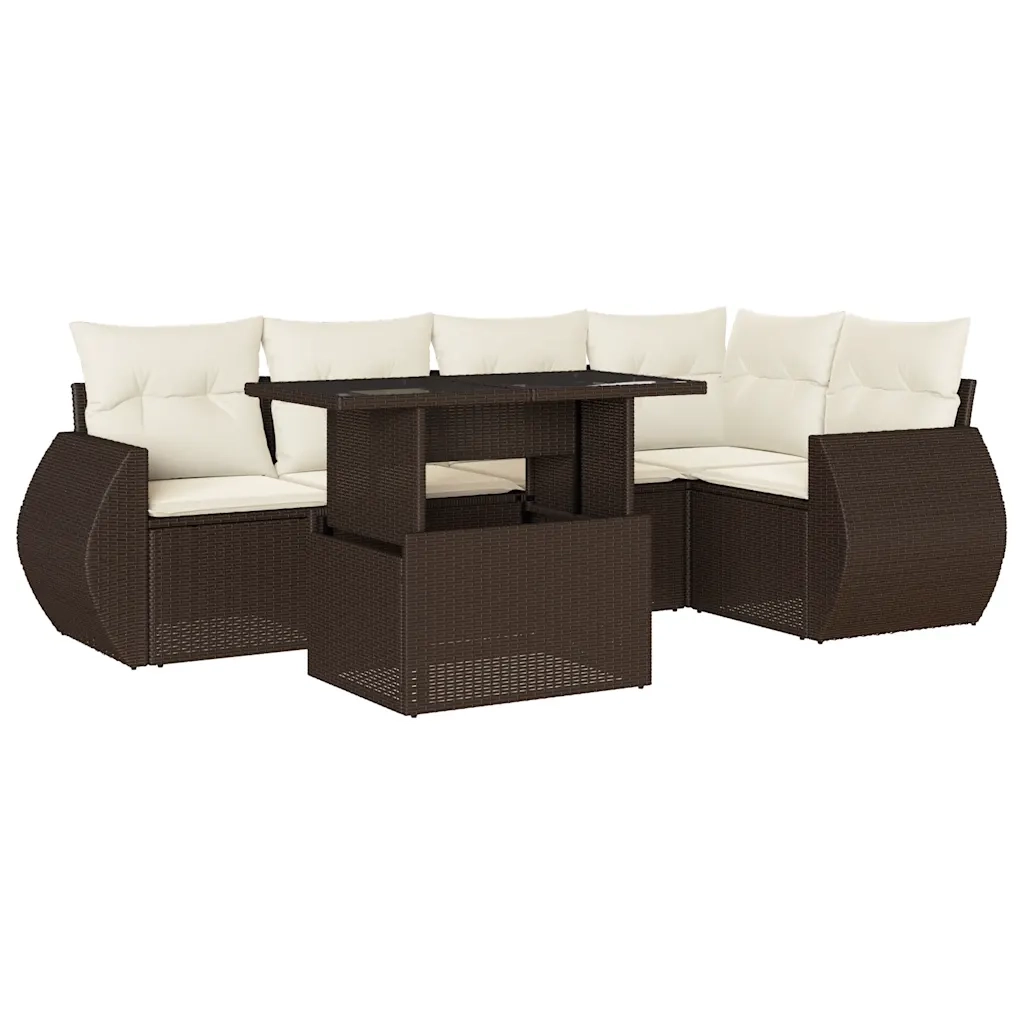 vidaXL Set Divano da Giardino 6 pz con Cuscini Marrone in Polyrattan
