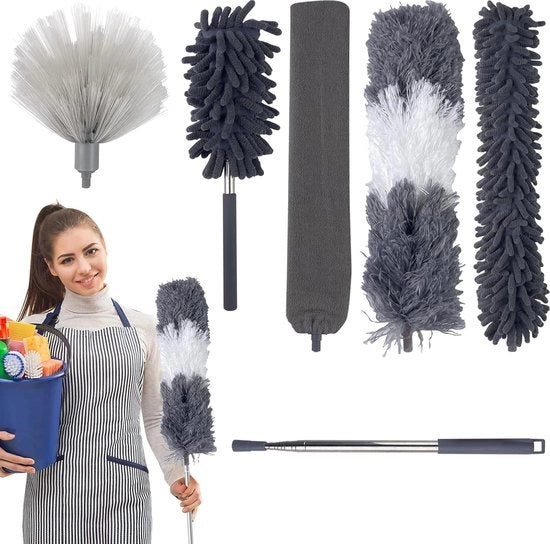 Panno di stoffa telescopico 250 cm - Panni di microvezza lavabili - Testine di pulizia - Ventilatore a soffitto - Ragnatela - Mobili - Auto - Rabbocco di flessibilità