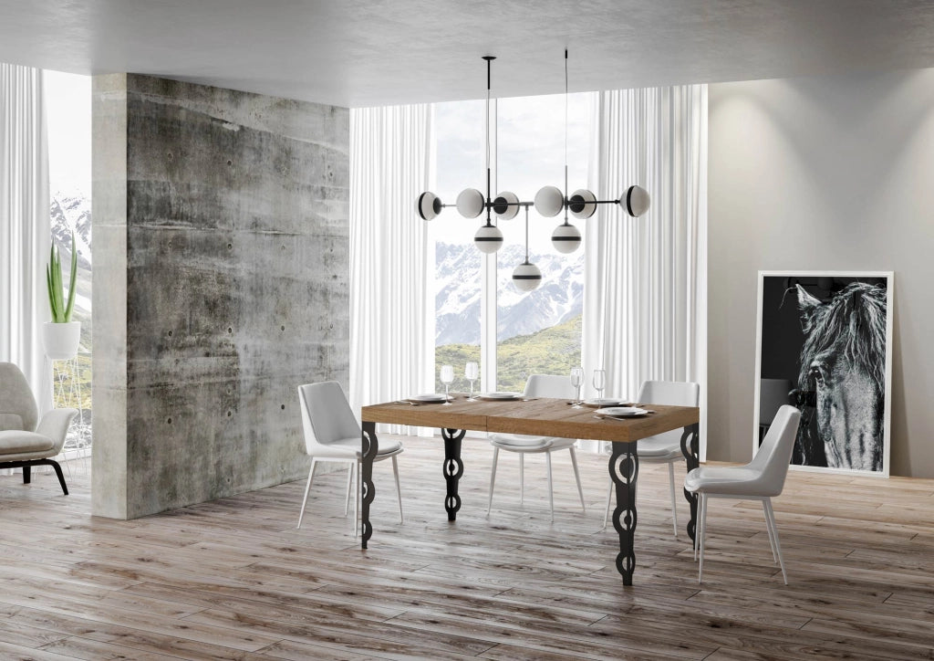 Tavolo allungabile 140/400x90 cm Karamay Premium quercia natura gambe antracite