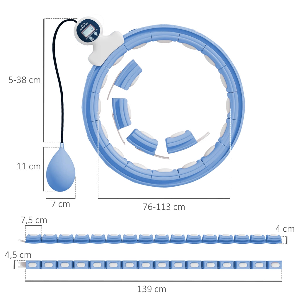 Cerchio Hula Hoop per Adulti con Peso ¨C zephmum ¨C Blu 76-113cm