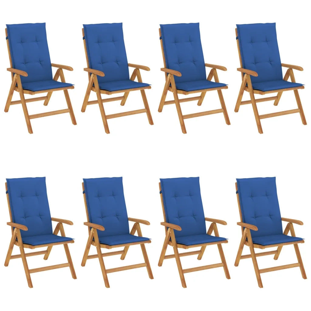 Sedie da Giardino Reclinabili con Cuscini 8 pz in Legno di Teak 3196533