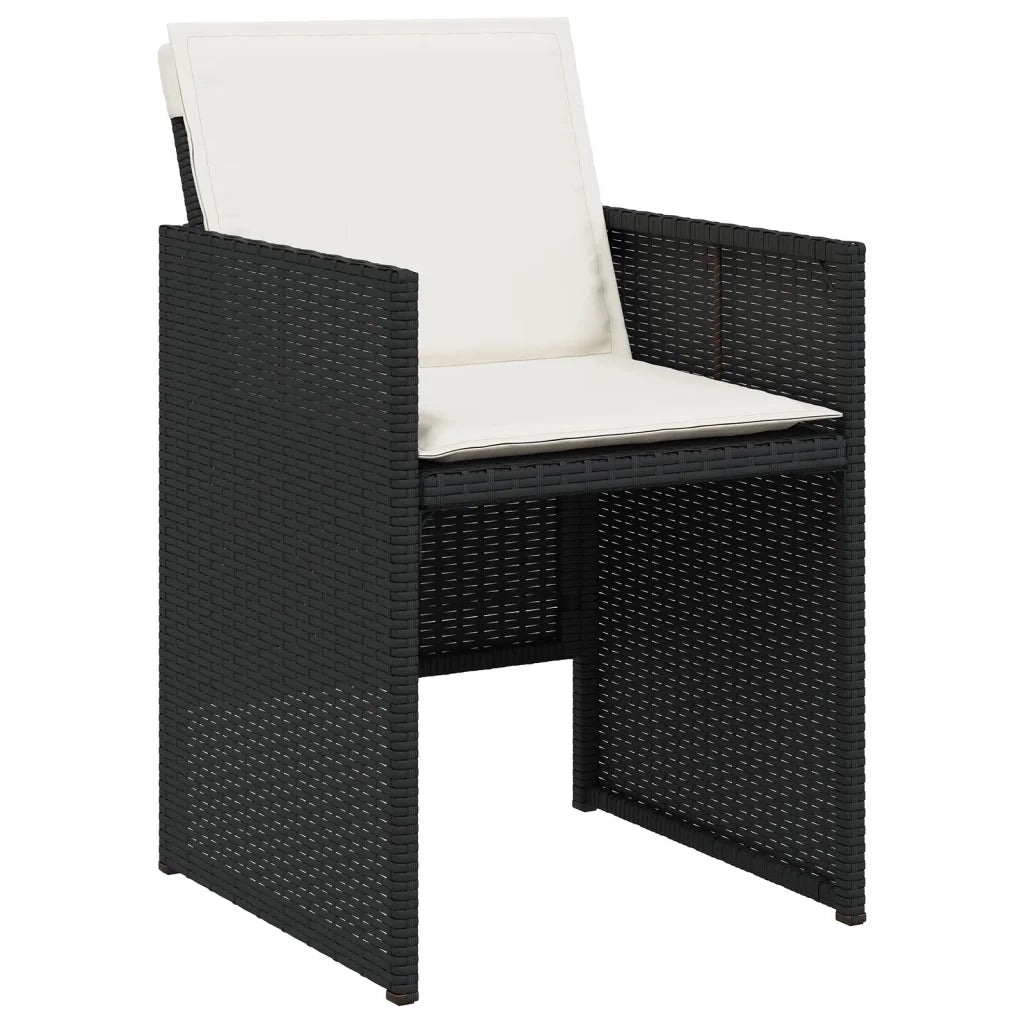 Set da Pranzo da Giardino 13pz con Cuscini Nero in Polyrattan 3277718