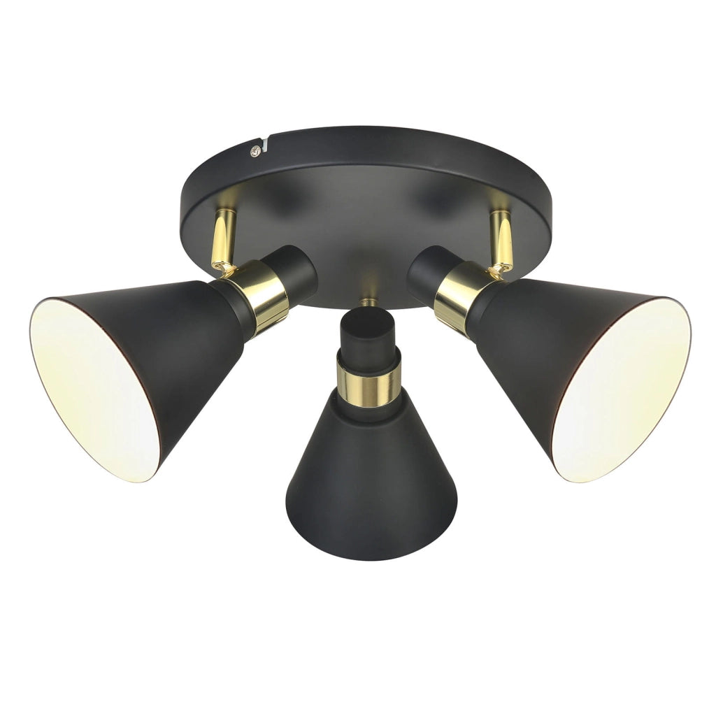 Plafoniera Italux Biagio nera opaca 3xE14 Ø39cm industriale