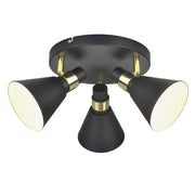 Plafoniera Italux Biagio nera opaca 3xE14 Ø39cm industriale