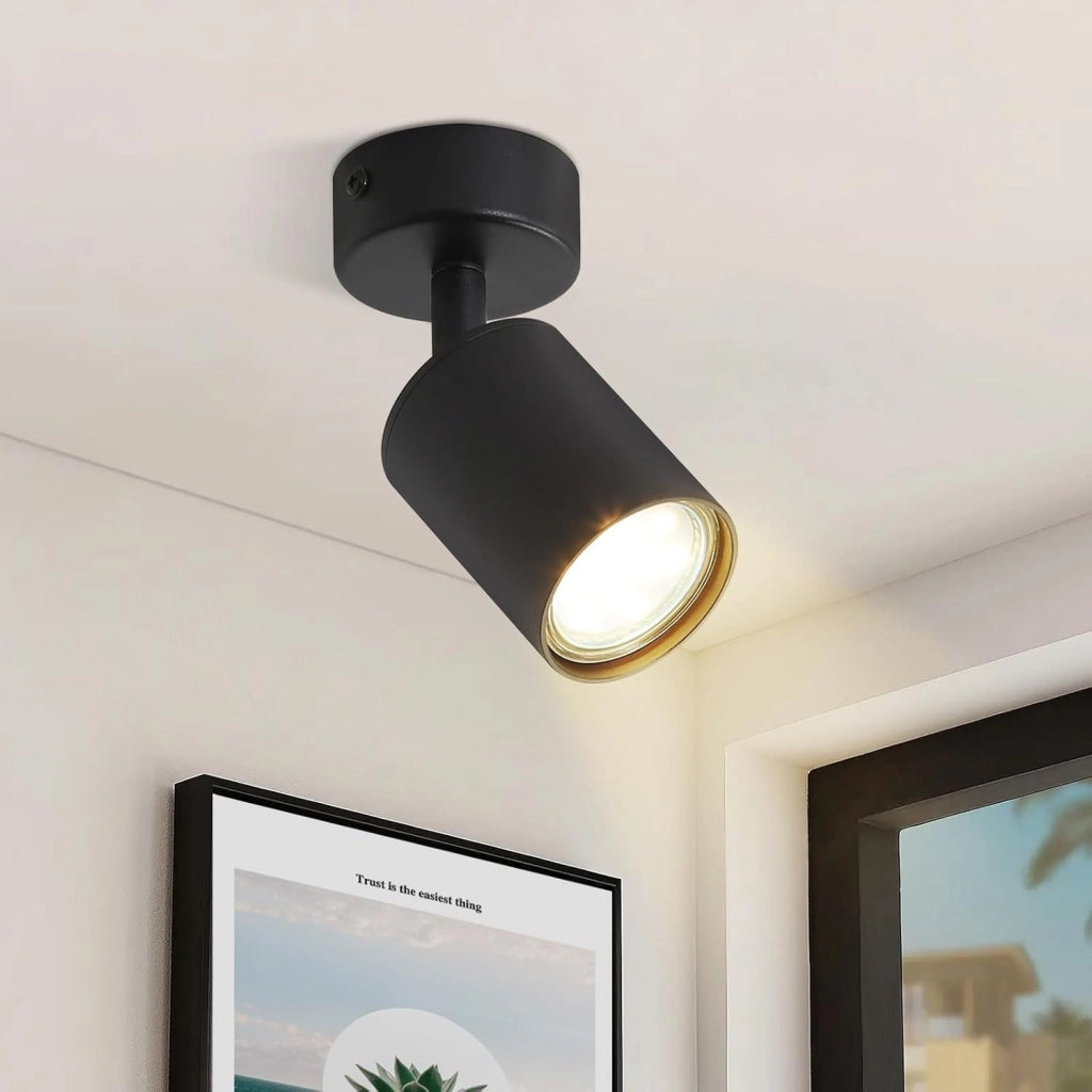 ZMH Faretto da soffitto Moderni GU10 Orientabile 350° a Parete Nero 1 Lampada per Corridoio Senza Lampadina