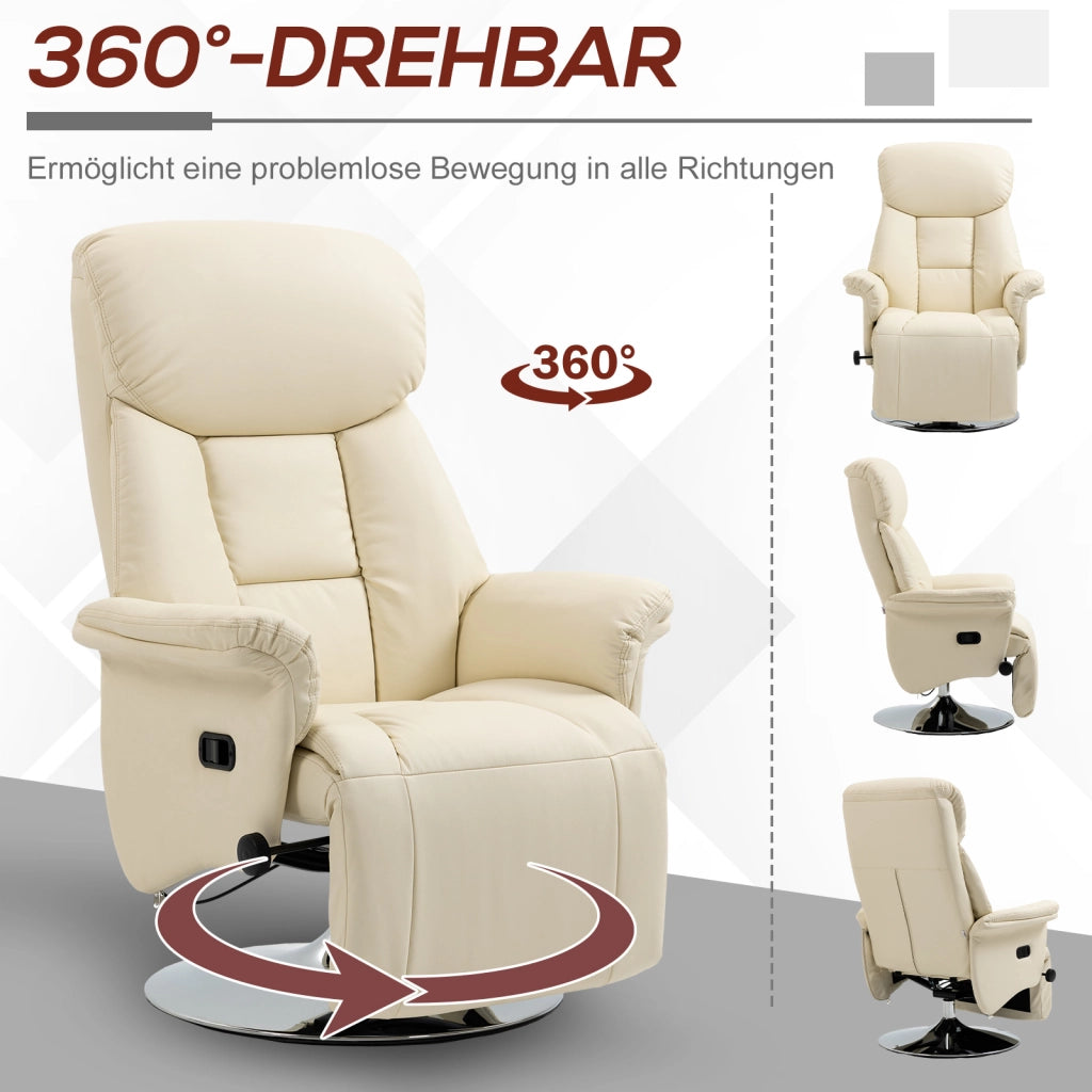 Poltrona relax reclinabile in similpelle ¨C Zephmum ¨C 78x80x109 cm, crema