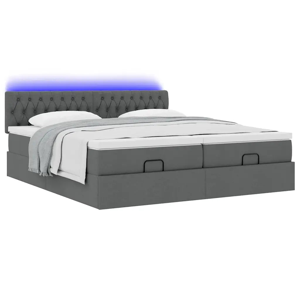 Struttura Letto Pouf con Materassi 200x200 cm in Tessuto 3312872