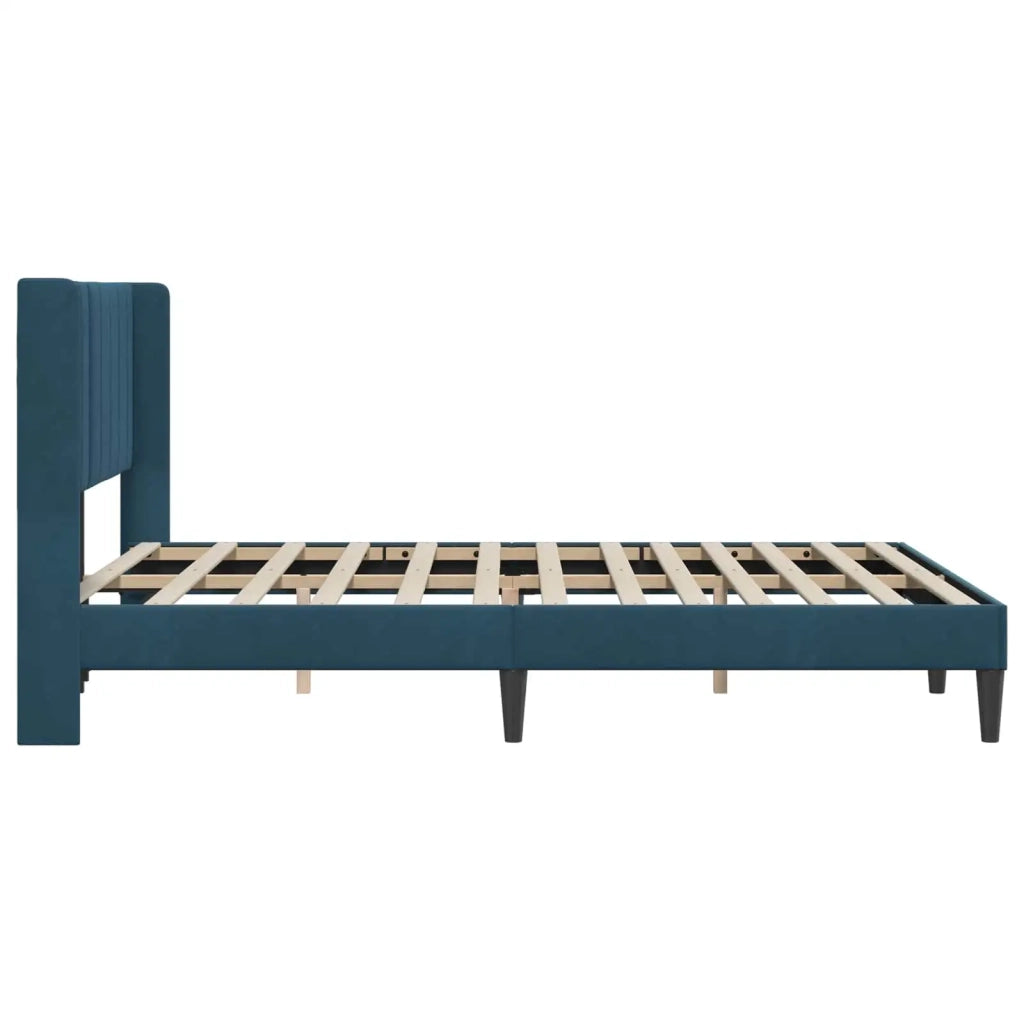 Struttura del letto con testiera Blu 140 x 200 cm Velluto
