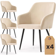 Set di 4 Sedie in velluto liscio ESTELLE Beige gambe nere