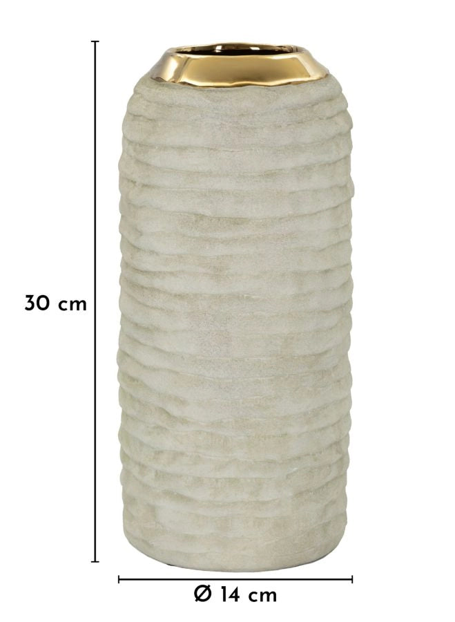 Vaso Lima Ø14x30 cm in Ceramica Grigio e Oro