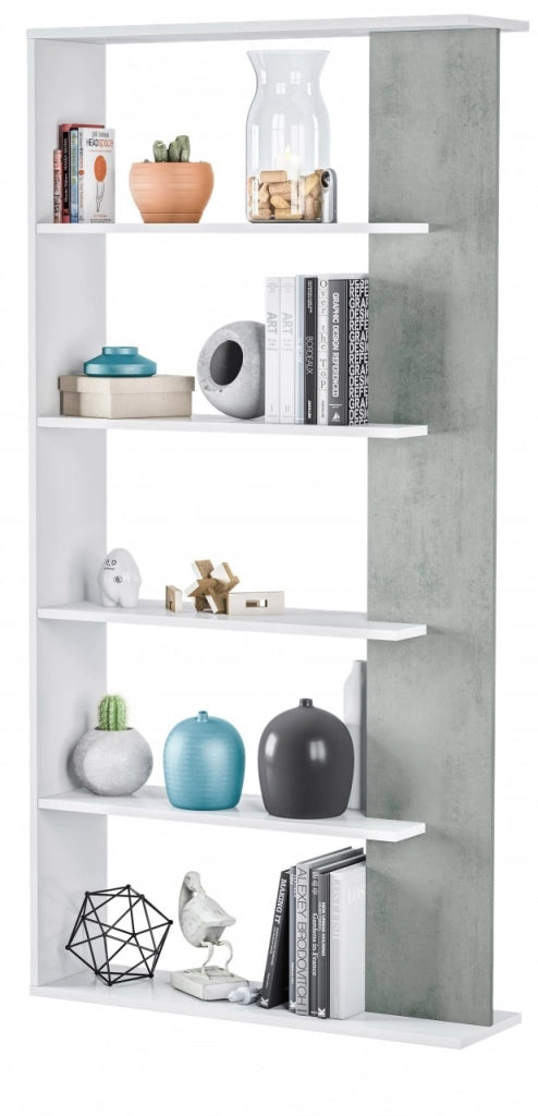 KIT LIBRERIA ALIDA 90X25X180 BIANCO CEMENTO
