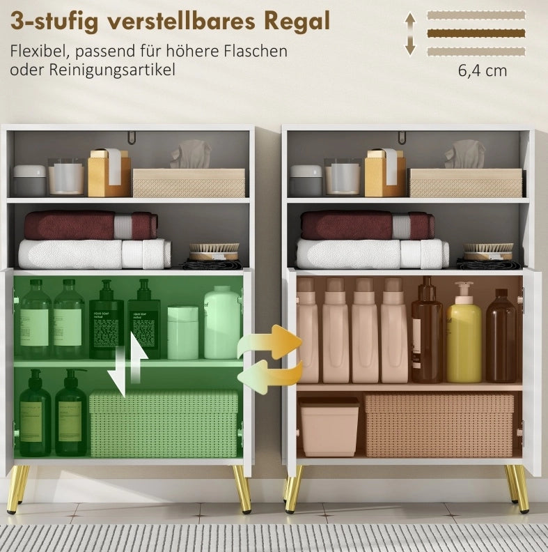 Mobile contenitore da bagno MDF bianco con ante soft-close