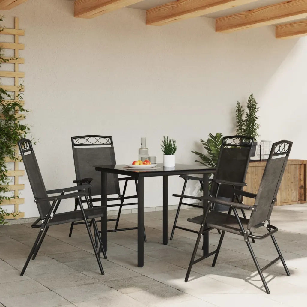 vidaXL Sedie Giardino Pieghevoli 4 pz Grigio Mélange Acciaio Textilene