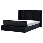 Letto velluto di colore nero rete a doghe e cassapanca 180 x 200 cm camera da letto