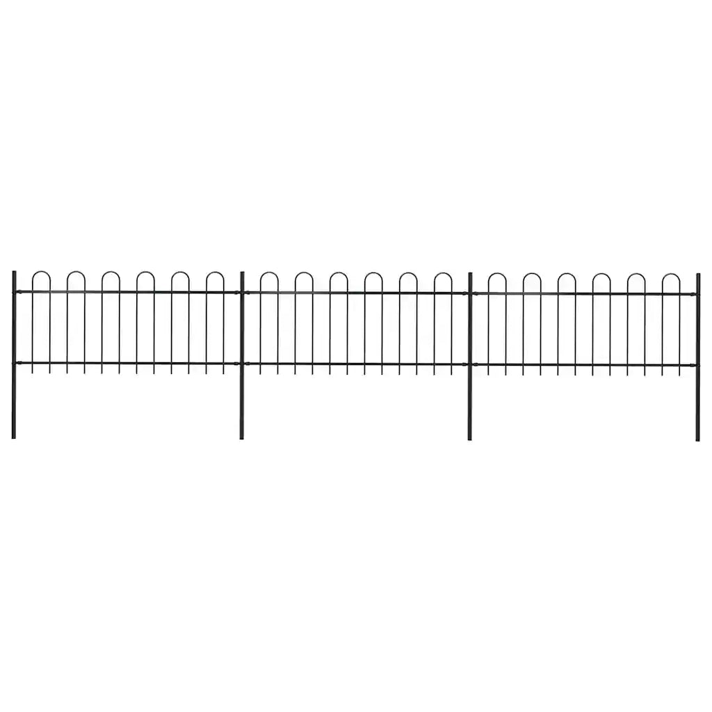 Recinzione da Giardino con Parte Superiore ad Anello in Acciaio 504x80 cm Nera 277649