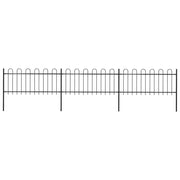 Recinzione da Giardino con Parte Superiore ad Anello in Acciaio 504x80 cm Nera 277649
