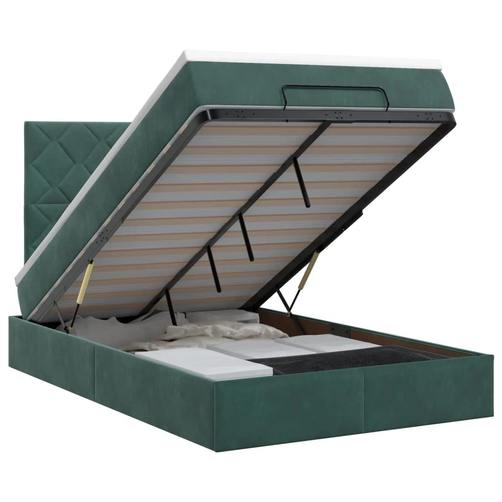Letto ottomano con materasso Verde Scuro 120 x 200 cm Velluto 3457788