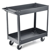 Carrello multiuso a 2 piani con maniglia telaio in metallo, Supporto per utensili portata 50kg da casa garage Nero-Deposito utensili Tool