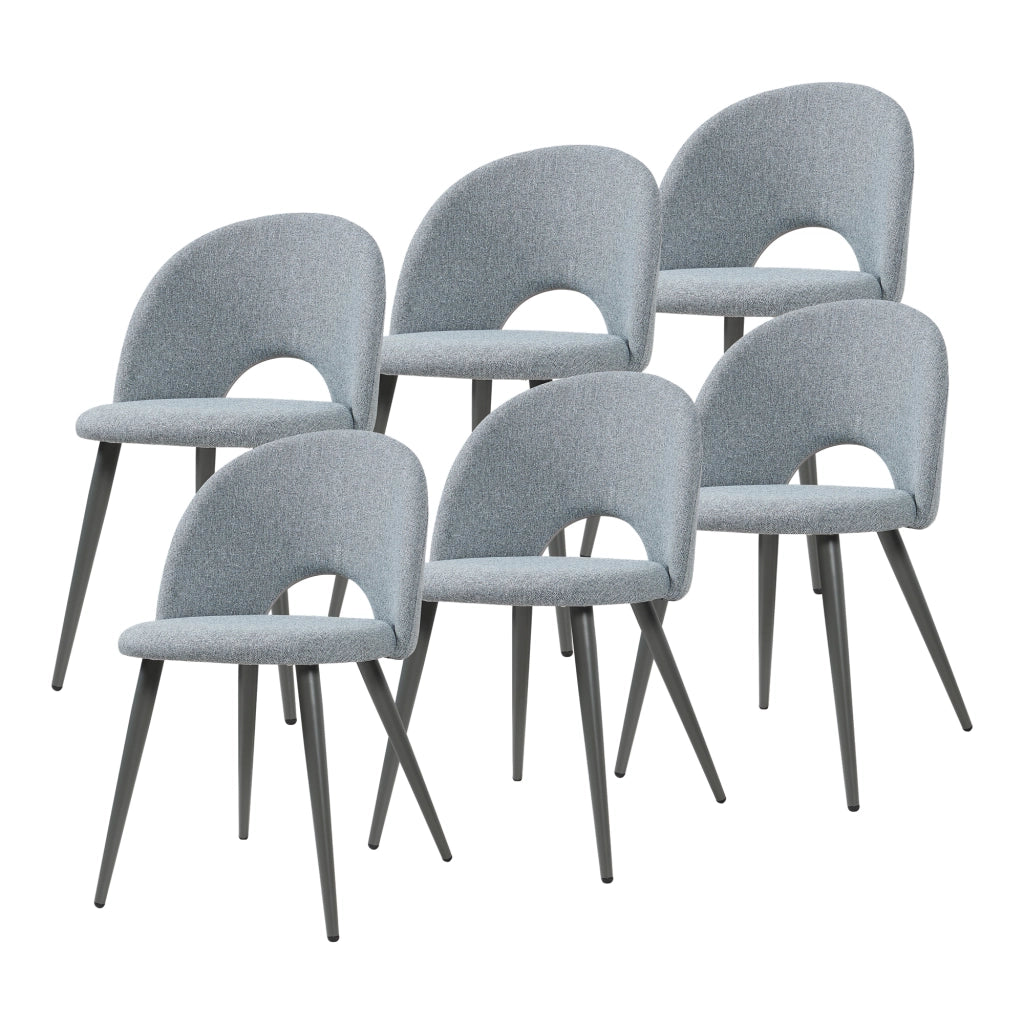 Set Karijoki di 6 Sedie Imbottite da Sala Pranzo Rivestimento in Tessuto - Grigio [en.casa]
