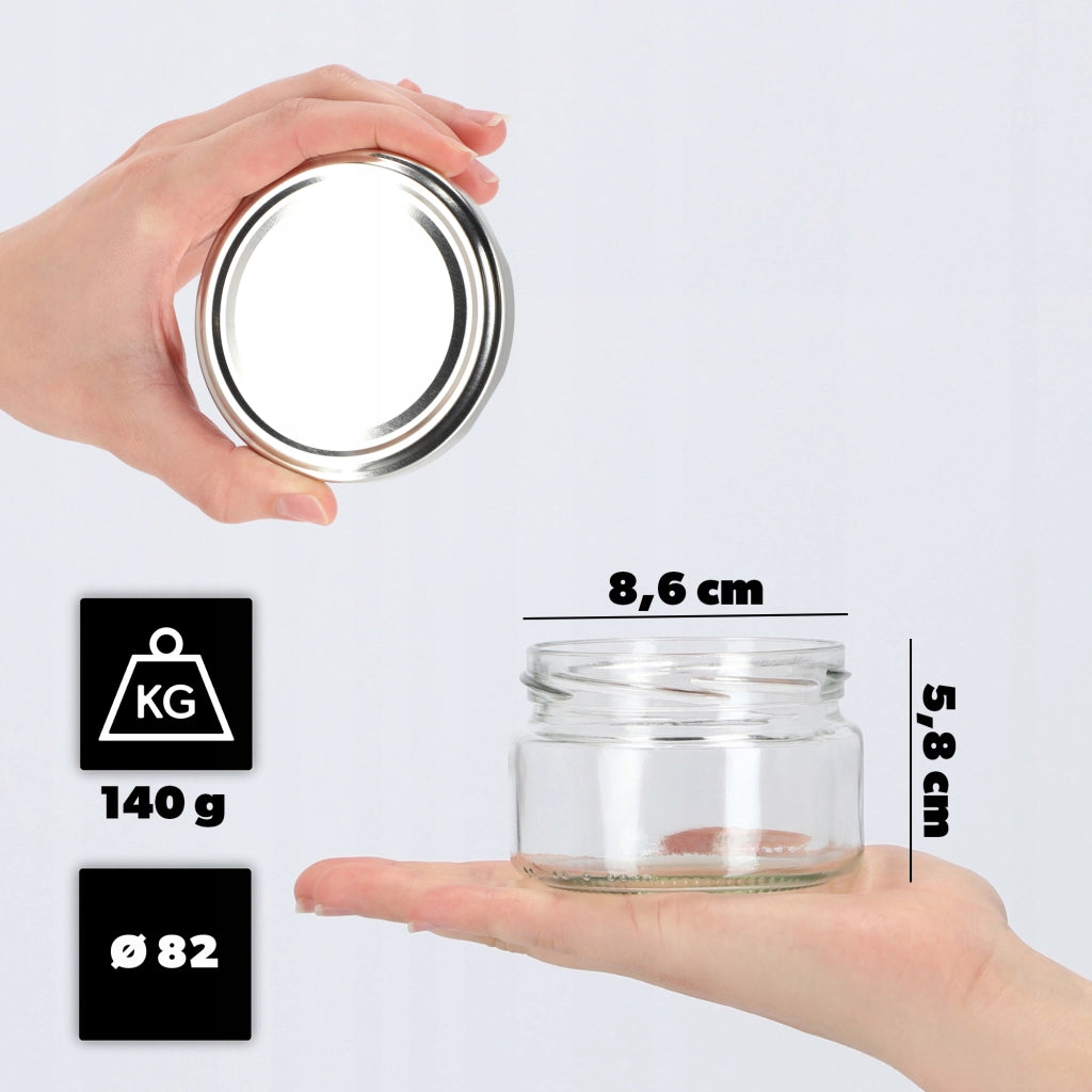 Barattoli per conserve KADAX Denia 250 ml 10 pezzi 82 mm + coperchio argento