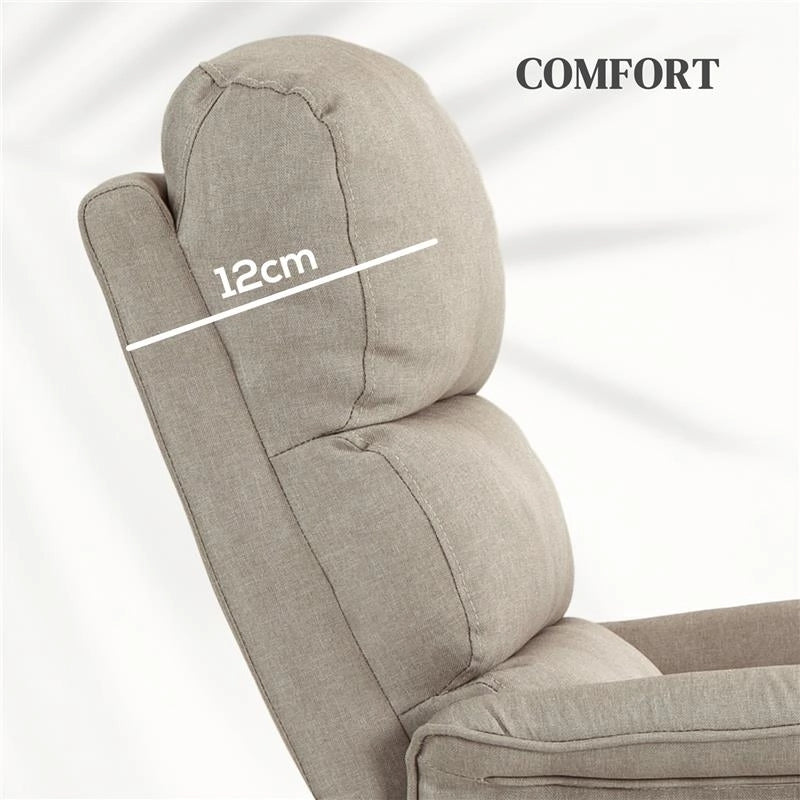 POLTRONA ALZAPERSONA ELETTRICA RECLINABILE CON POGGIAPIEDI, TELECOMANDO, RUOTE E TASCA, BEIGE