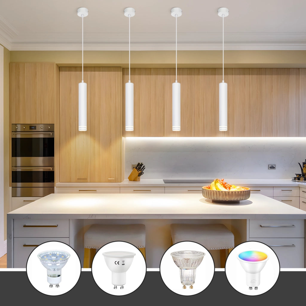 Lampada a sospensione ZMH GU10 Cilindro 1 luce bianco moderno per cucina Camera da letto Soggiorno