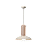 Lampadario Vintage Decò Pau Ceramica Crema E Grigio Sabbia 1 Luce E27