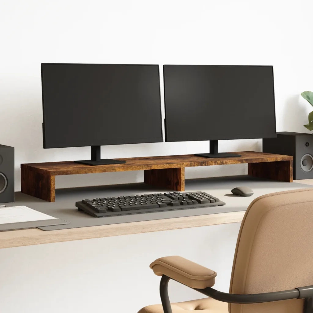 Supporto per Monitor Rovere Fumo 100x27x10 cm in Truciolato 854656