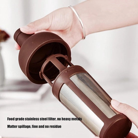 Filtro a doppia parete 1000 ml in vetro con filtro aghente roso in acciaio inossidabile - Accessori ideali per il caffè freddo.