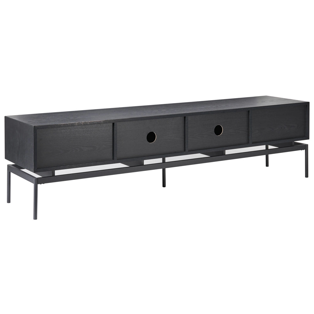 Mobile TV in MDF marrone chiaro con 2 ante e 4 cassetti gambe in metallo stile loft moderno per camera da letto