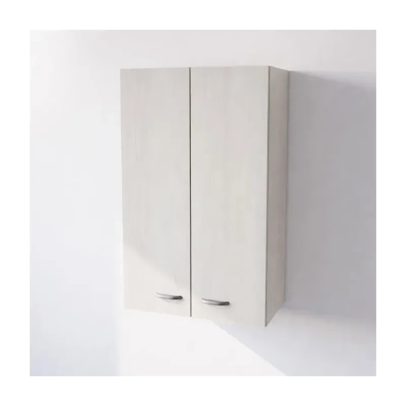 Pensile Cucina  in Legno Nobilitato Larice Bianco, Mobile Alto con 2 Ante, Pensile Componibile Moderno Made in Italy (H90XL60XP33cm)